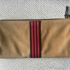 Elegant Tan and Red Clutch
